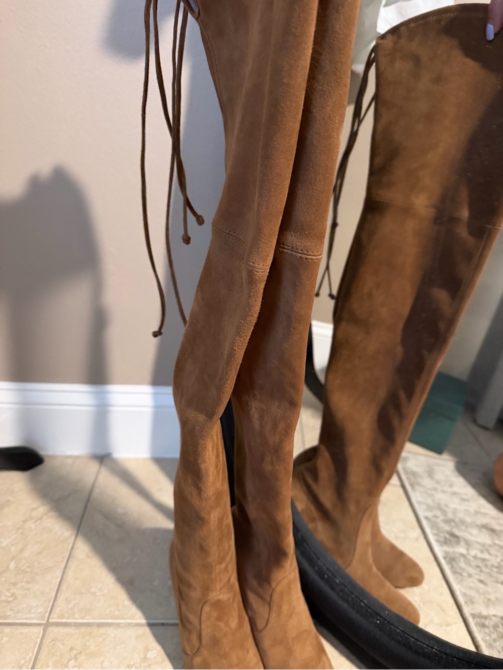 Stuart Weitzman Tieland Suede Over-The-Knee Boots - Walnut Brown - Size 7.5 US - Picture 3 of 12